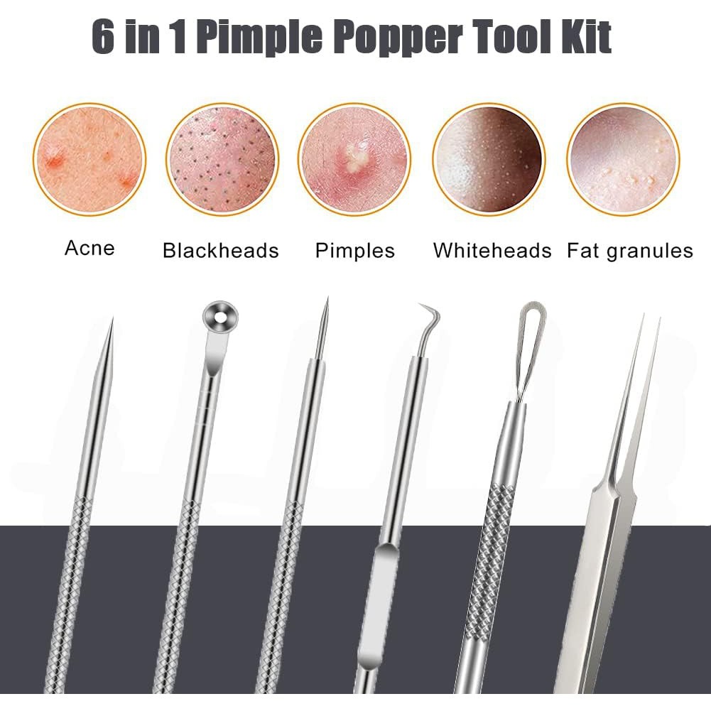 6PCS Pimple Removal Tool Black - огляд і ціна Luxury Skincare Acne